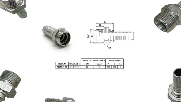 Imagen de MACHO RECTO 1.1/4'' BSP X 11F 16 MANG.1''